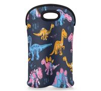Mintoprints Blue Rosados - Bolsa de neopreno para 2 botellas de vino, diseño de dinosaurio amarillo