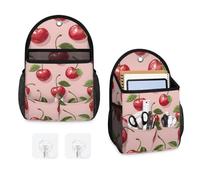 Mintoprints Bolsa de almacenamiento para colgar en la pared, diseño de cerezas rojas, acuarela, fruta, cerezas, bolsa organizadora para colgar en la pared con bolsillo, cesta organizadora de tela para