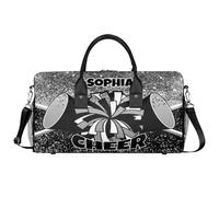 Mintoprints Bolsa de animadora personalizada para animadoras, bolsa de deporte personalizada, bolsa de gimnasio, bolsa de viaje para fin de semana, Escarcha plateada, 17.4"x8.3"x9.5", Porristas