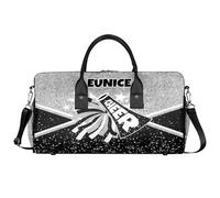 Mintoprints Bolsa de deporte personalizada con nombre personalizado, bolsa de fin de semana, bolsa de gimnasio, bolsa de fiesta de pijamas, Purpurina plateada, Moderno