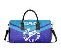 Mintoprints Bolsa de lona personalizada para animadoras, bolsa de gimnasio deportiva con nombre, bolsa de viaje personalizada para fin de semana, Escarcha carmesí, 17.4"x8.3"x9.5", Porristas
