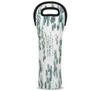 Mintoprints Bolsa de mano verde de hoja de eucalipto, hoja de eucalipto, 1 botella, bolsa refrigeradora de vino de neopreno, bolsa portabotellas de vino para viajes, picnic, fiesta