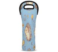 Mintoprints Bolsa de neopreno con diseño de erizo de dibujos animados para 1 botella, bolsa de refrigeración de vino, soporte para botellas de vino para viajes, pícnic, fiesta
