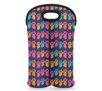 Mintoprints Bolsa de neopreno para 2 botellas, diseño de huellas de gato, de neopreno, para viajes, pícnic, fiesta