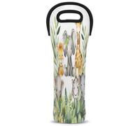 Mintoprints Bolsa de neopreno para botella de vino, diseño de animales con león, elefante, jirafa, 1 botella, bolsa de neopreno, soporte para botellas de vino para viajes, pícnic, fiesta