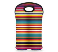 Mintoprints Bolsa de transporte de vino mexicana para 2 botellas, líneas abstractas aztecas degradadas, de neopreno, para viajes, pícnic, fiestas