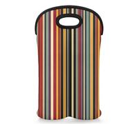 Mintoprints Bolsa mexicana de vino azteca para 2 botellas, rayas arcoíris, geométrico, neopreno, botella de vino, bolsa de transporte para viajes, picnic, fiesta