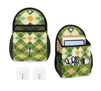 Mintoprints Clover Buffalo Plaid - Paquete de 2 bolsas de almacenamiento para colgar en la pared, bolsa organizadora colgante para el día de San Patricio con bolsillo, cesta de almacenamiento de tela