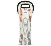 Mintoprints Cute Animals - Bolsa de transporte de vino, diseño de conejo, zorro, pájaro, 1 botella, bolsa de neopreno para botella de vino, soporte para botellas de vino para viajes, pícnic, fiesta