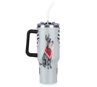 Mintoprints Cute Dog Scottish Terrier - Vaso de 1,134.0 g con asa y tapa con pajilla, taza de viaje aislada de acero inoxidable