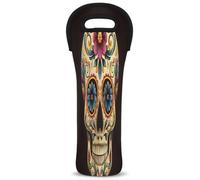 Mintoprints Day Of The Dead - Bolsa de neopreno para botella de vino, diseño de calavera de Halloween, 1 botella, soporte para botellas de vino para viajes, pícnic, fiesta