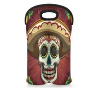 Mintoprints Day Of The Dead - Bolsa para 2 botellas, diseño de calavera de azúcar, de neopreno, para viajes, pícnic, fiesta