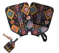 Mintoprints Funda para pala de pickleball azteca, funda para raqueta con bolsillo y correa de asa, funda abstracta vintage para remo, se adapta a la mayoría de raquetas