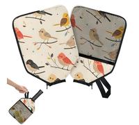Mintoprints Funda para pala de pickleball con diseño de pájaros coloridos, funda para raqueta con bolsillo y correa de asa, funda vintage para remo, se adapta a la mayoría de raquetas