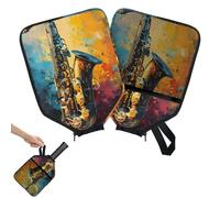 Mintoprints Funda para pala de saxofón y pickleball, funda para raqueta con bolsillo y correa de asa, se adapta a la mayoría de raquetas