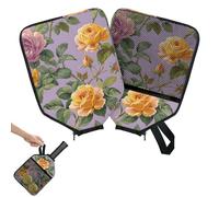 Mintoprints Funda para paleta de pickleball con diseño de hojas de rosas y flores, funda para raqueta con bolsillo y correa de asa, funda vintage para remo que se adapta a la mayoría de raquetas