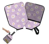 Mintoprints Funda para paleta de pickleball con margarita morada, funda para raqueta con bolsillo y correa de asa, funda de paleta floral con flores que se adapta a la mayoría de raquetas