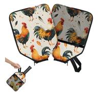 Mintoprints Funda para paleta de pickleball de pollo de granja, funda para raqueta con bolsillo y correa de asa, funda vintage para remo de gallo, se adapta a la mayoría de raquetas