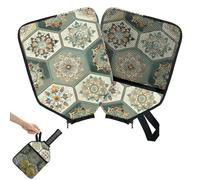 Mintoprints Funda para remo de pickleball floral con diseño de mandala bohemio, funda para raqueta con bolsillo y correa de asa, funda vintage bohemia para remo, se adapta a la mayoría de raquetas