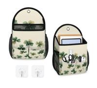 Mintoprints Green Clover - Paquete de 2 bolsas de almacenamiento para colgar en la pared, bolsa organizadora para colgar en la pared con bolsillo, bolsa de almacenamiento de tela para organizar la