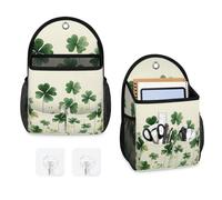 Mintoprints Green Clover - Paquete de 2 bolsas de almacenamiento para colgar en la pared, bolsa organizadora colgante para el día de San Patricio con bolsillo, cesta de almacenamiento de tela para