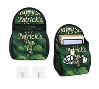 Mintoprints Happy St Patricks Day - Bolsa de almacenamiento para colgar en la pared, bolsa organizadora para colgar en la pared verde trébol con bolsillo, cesta organizadora de tela para baño, cocina