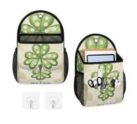 Mintoprints Happy St. Patrick's Day - Bolsa de almacenamiento para colgar en la pared, diseño retro de hojas de trébol, bolsa organizadora con bolsillo, cesta organizadora de tela para baño, cocina