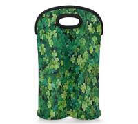 Mintoprints Happy St. Patrick's Day - Bolsa para 2 botellas, diseño de trébol de la suerte, trébol, neopreno, soporte para botellas de vino, bolsa enfriadora de vino para viajes, pícnic, fiesta