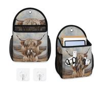 Mintoprints Highland Cow - Bolsa de almacenamiento para colgar en la pared, divertida bolsa organizadora para colgar en la pared con bolsillo, cesta organizadora de tela para baño, cocina, dormitorio