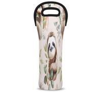 Mintoprints Lindo perezoso bolsa de transporte de vino de dibujos animados divertidos perezosos 1 botella de neopreno enfriador de vino bolsa transportadora bolsa porta botellas de vino para viajes