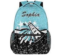 Mintoprints Mochila de animadora personalizada para animadoras, mochila de hombro divertida personalizada para mujeres, Azul Azur, 11.4"x6.9"x16", Mochilas
