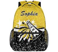 Mintoprints Mochila de animadora personalizada para animadoras, mochila de hombro divertida personalizada para mujeres, Amarillo, 11.4"x6.9"x16", Mochilas