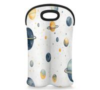 Mintoprints Outer Space - Bolsa de neopreno para 2 botellas de vino, diseño de planetas del universo