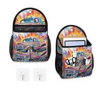 Mintoprints Paquete de 2 bolsas de almacenamiento para colgar en la pared con diseño de coche monstruo de acuarela, bolsa organizadora con bolsillo, cesta de almacenamiento de tela para cocina y baño