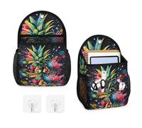 Mintoprints Paquete de 2 bolsas de almacenamiento para colgar en la pared con diseño de piña de acuarela, bolsa organizadora con bolsillo, cesta de almacenamiento de tela para cocina y baño