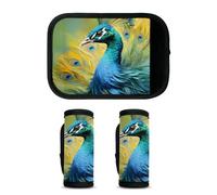 Mintoprints Paquete de 2 fundas de asa de equipaje con diseño de pavo real, accesorios de viaje para avión, aeropuerto