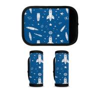 Mintoprints Paquete de 2 fundas de asas de equipaje de cohete espacial de dibujos animados, accesorios de viaje para avión, aeropuerto, cohete azul