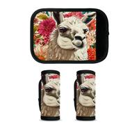 Mintoprints Paquete de 2 fundas para manijas de equipaje de alpaca, diseño de llama, accesorios de viaje para avión, aeropuerto, flama