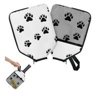 Mintoprints Pawprint - Funda para pala de pickleball, funda para raqueta con bolsillo y correa para el asa, funda negra para paleta de pata de animal, se adapta a la mayoría de raquetas