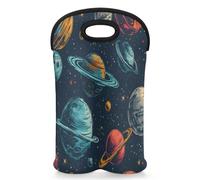 Mintoprints Planet Galaxy Space - Bolsa de tela para 2 botellas, Neopreno, Porta botellas de vino, funda para viaje, picnic, fiesta
