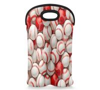 Mintoprints Rea - Bolsa de transporte de vino de béisbol para 2 botellas, bolsa de neopreno para botellas de vino, bolsa enfriadora de vino para viajes, pícnic, fiesta