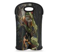 Mintoprints Red Eyed Tree Frog - Bolsa de neopreno para 2 botellas, soporte para botellas de vino, bolsa enfriadora de vino para viajes, pícnic, fiesta