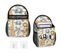 Mintoprints Safari Animals - Paquete de 2 bolsas de almacenamiento para colgar en la pared, jirafa, león, elefante, bolsa organizadora con bolsillo, cesta de almacenamiento de tela para organizar la