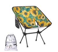 Mintoprints Silla de camping con diseño de girasoles de acuarela y flores amarillas, ligera, plegable, portátil, compacta para exteriores, viajes, playa, senderismo, mochileros