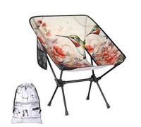 Mintoprints Silla de camping floral de colibrí con flores rojas, ligera, plegable, portátil, compacta para exteriores, viajes, playa, senderismo, mochileros