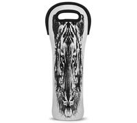 Mintoprints Tiger - Bolsa de neopreno para botella de vino con diseño de animales en blanco y negro, 1 botella, para viajes, pícnic, fiesta