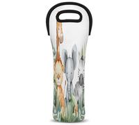 Mintoprints Woodland Jungle Funny Cute Animals - Bolsa de transporte de vino, 1 botella, de neopreno, bolsa para botella de vino, soporte para botellas de vino para viajes, pícnic, fiesta