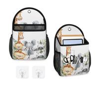 Mintoprints Woodland Jungle Funny Cute Animals - Paquete de 2 bolsas de almacenamiento para colgar en la pared, bolsa organizadora con bolsillo, bolsa de almacenamiento de tela para organizar la