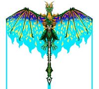 Mint's Colorful Life Dragon Kite para niños y Adultos, fácil de Volar, la Mejor Cometa de Playa para Principiantes, Cuerda de 300 pies incluida (Verde)