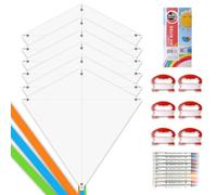 Mint's Colorful Life Kit de fabricación de cometas para niños a granel, paquete de decoración de cometas para colorear, kits de cometas de diamante blanco (paquete de 6)